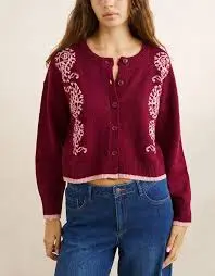 CARDIGAN RHYTHM SANDY CROP - PLUM ( )